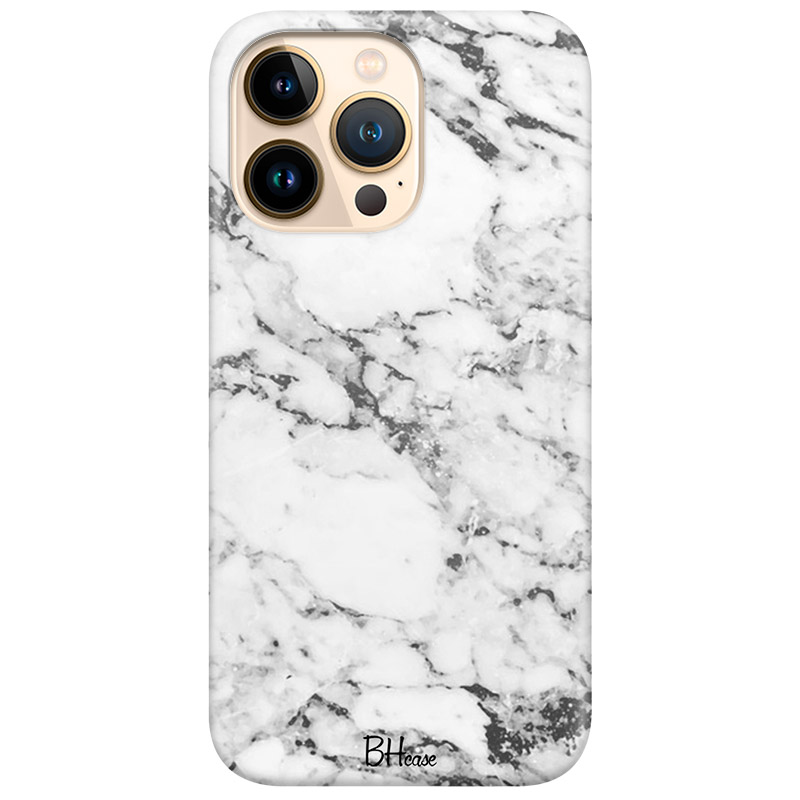 iPhone 13 Pro luxe coque en verre doré motif marbre noir blanc