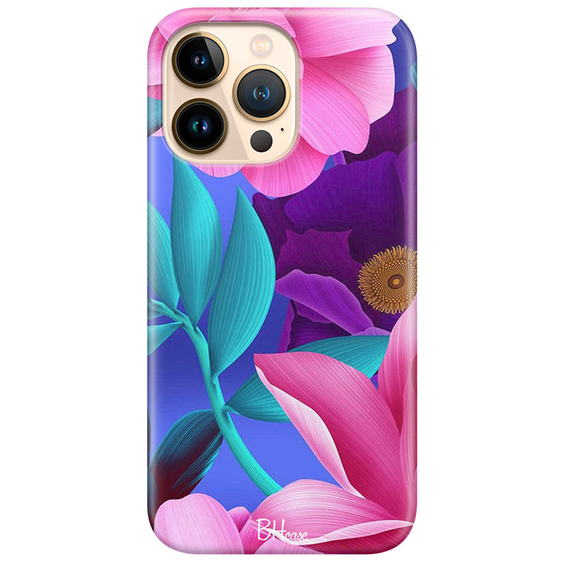 Coque design pour iPhone 13 Pro fleur bleue - grossiste d